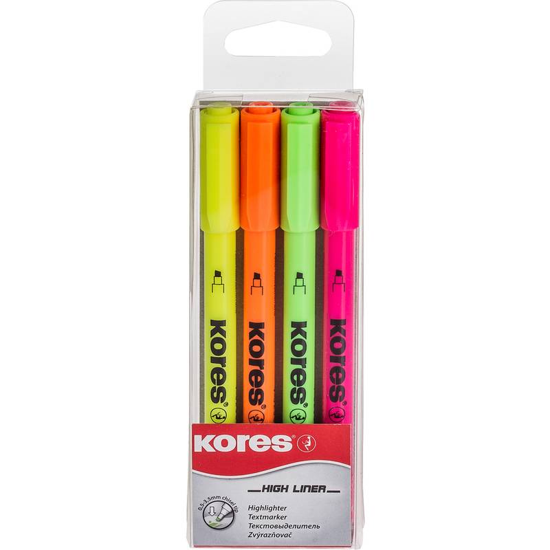 Kores Textmarker-Pen, Keilspitze: 0,5 - 3,5 mm, 4er Etui
