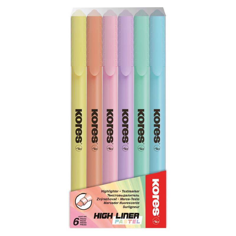 Kores Textmarker-Pen "High Liner Pastell", 6er Etui