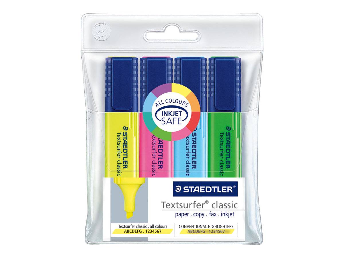STAEDTLER Textsurfer classic - Textmarker - Blau, Grün, Gelb, rosa - Pigmenttinte - 1-5 mm (Packung mit 4)