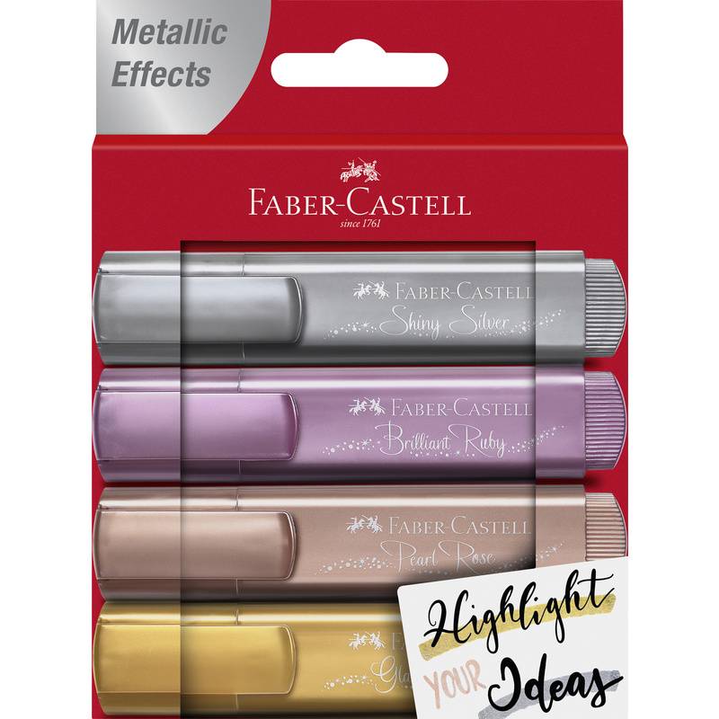 FABER-CASTELL Textmarker TEXTLINER 1546 Metallic, 4er Etui