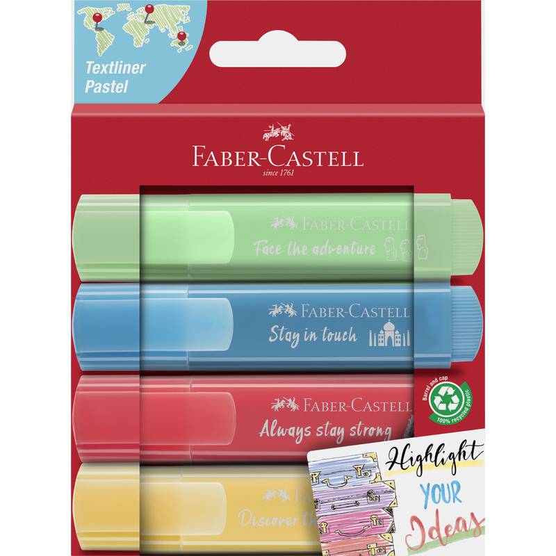FABER-CASTELL Textmarker TEXTLINER 1546 PASTELL, 4er Etui