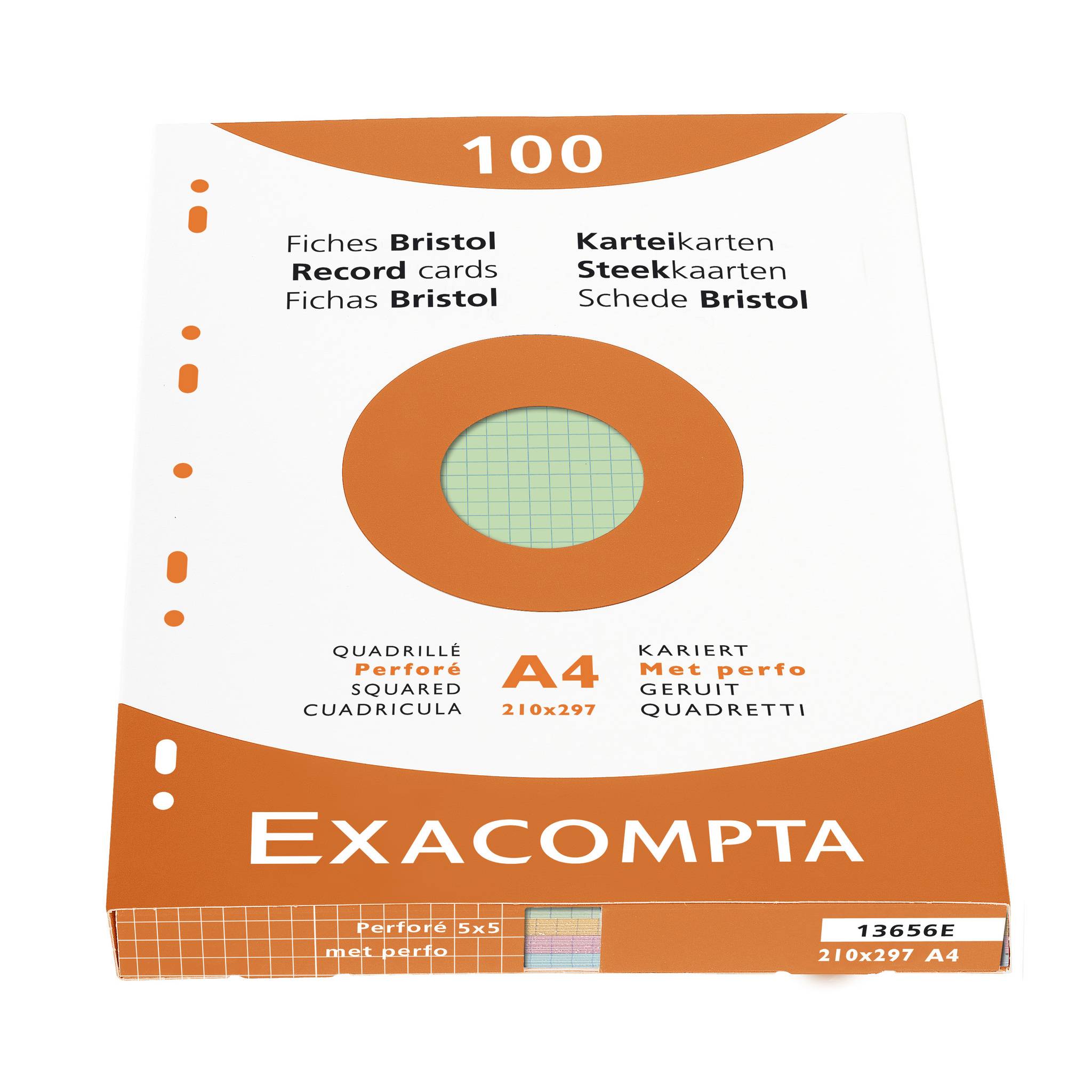 Exacompta Karteikarten 210x297 kar perf ass 100St - Farben sortiert - 13656E