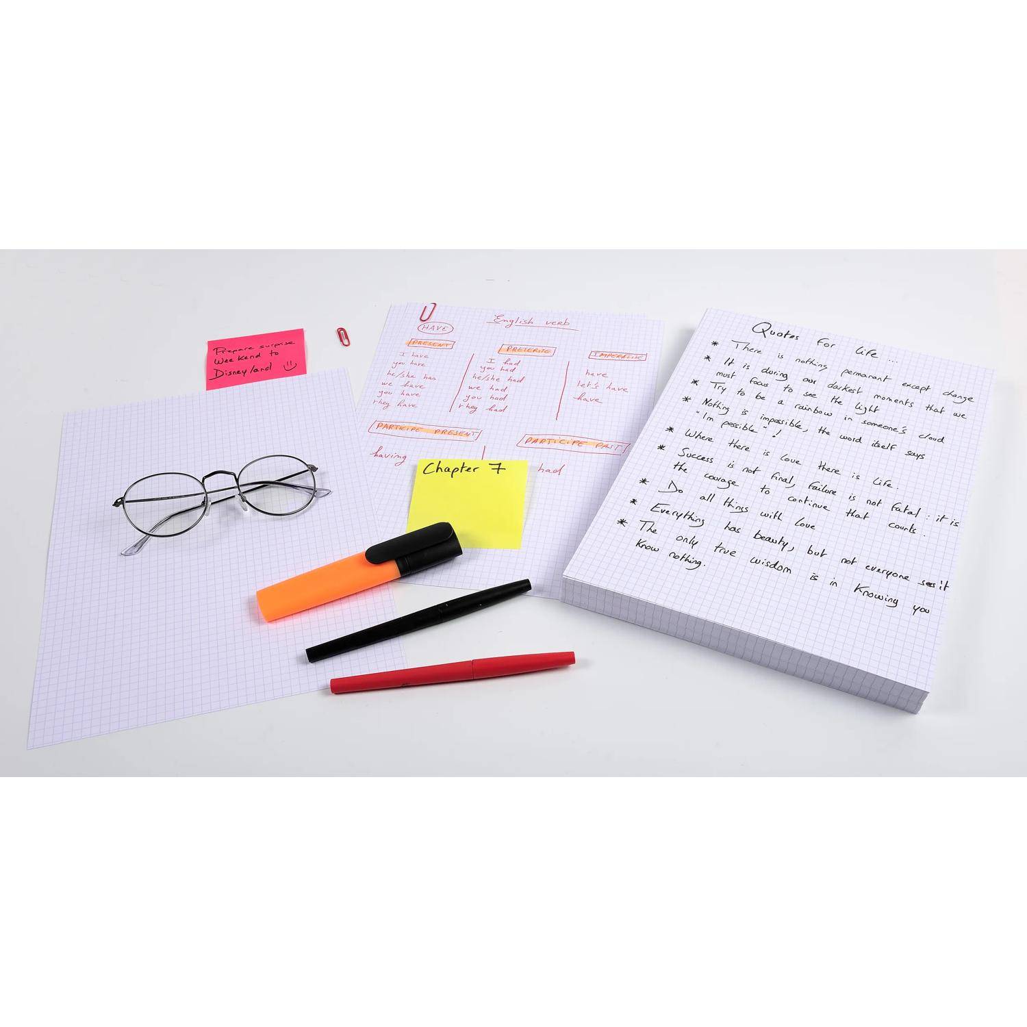 Exacompta Karteikarten A4 kariert, Faltschachtel mit 100 Stück - Weiß - 13206E