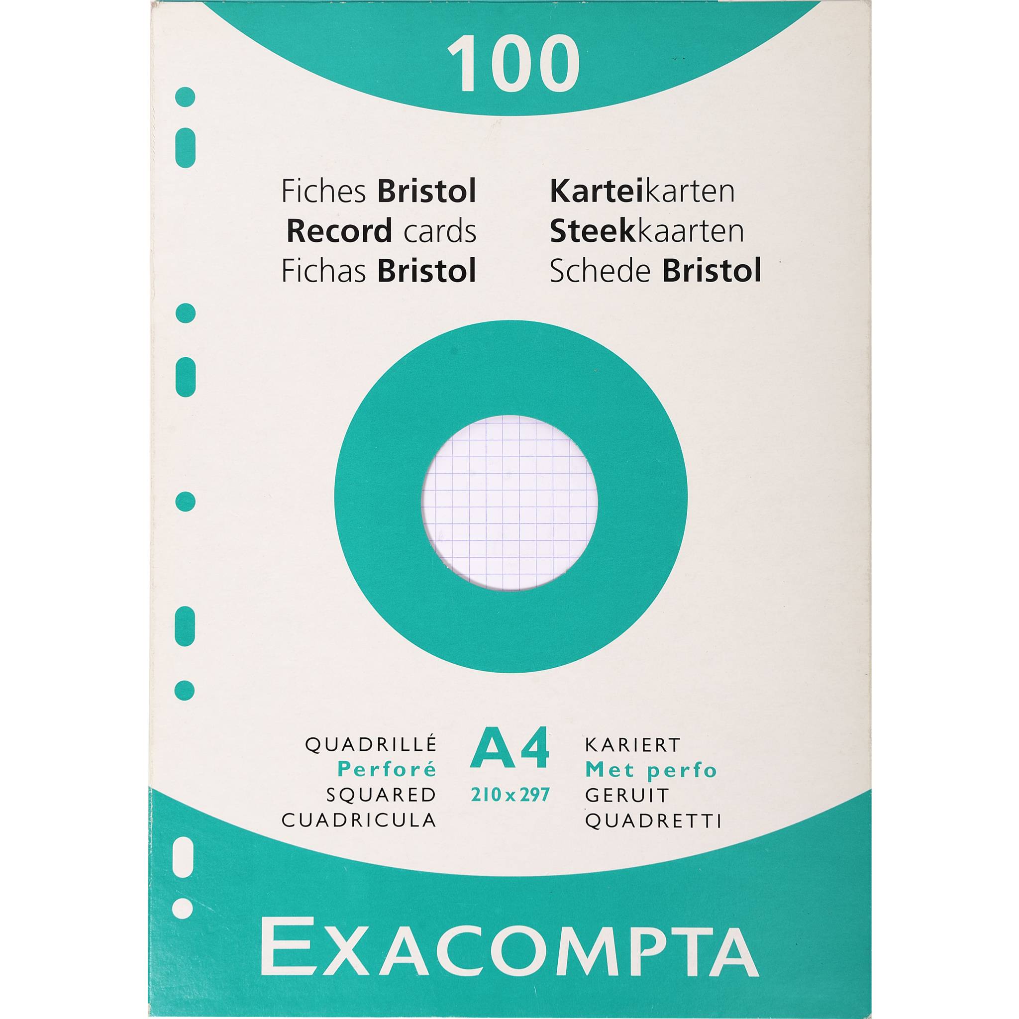 Exacompta Karteikarten A4 kariert weiss - Weiß - 13606E