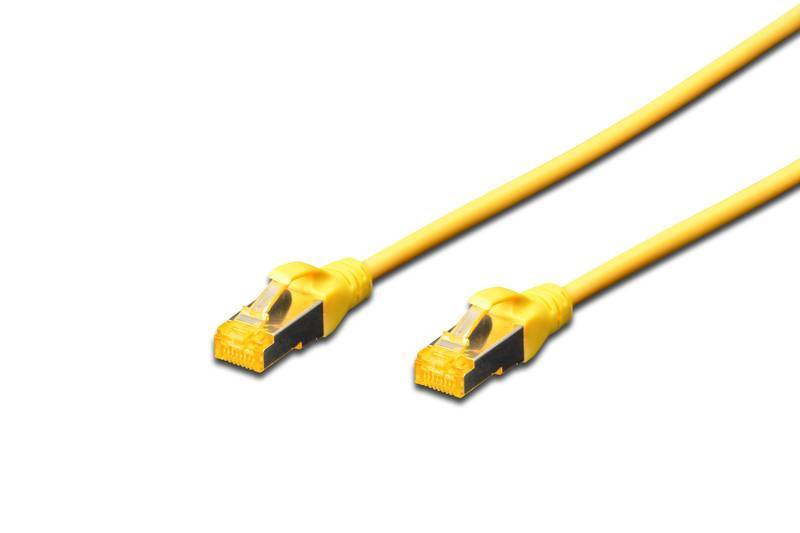 Digitus DK-1644-A-0025/Y RJ45 Patchkabel CAT 6a S/FTP 0.25m Gelb Halogenfrei, verdrillte Paare, mit Rastnasenschutz, Flammwidrig