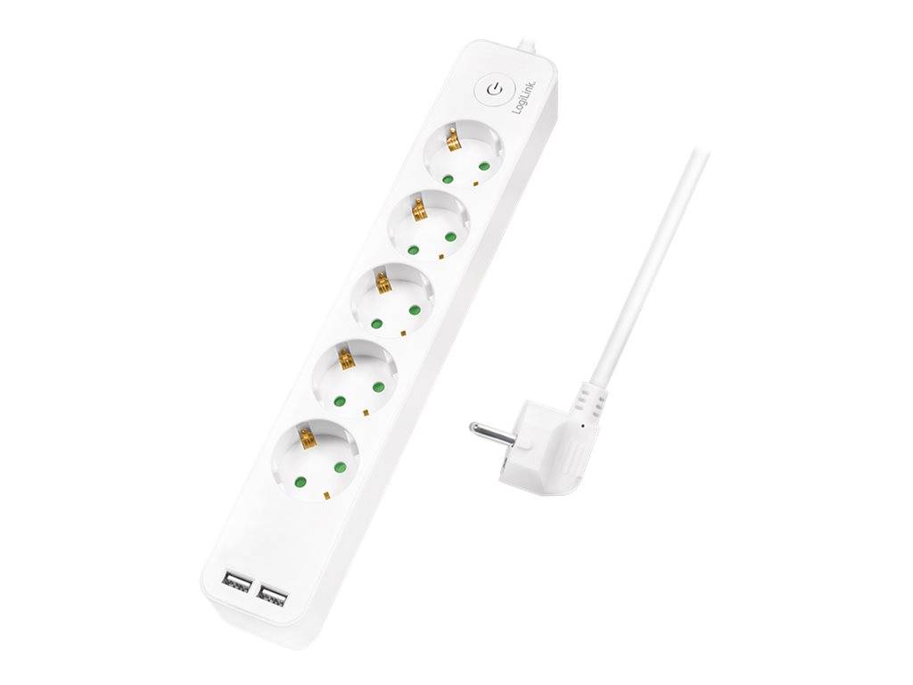LogiLink - Steckdosenleiste - Wechselstrom 250 V - 3680 Watt - Eingabe, Eingang Stromversorgung - Ausgangsanschlüsse: 5