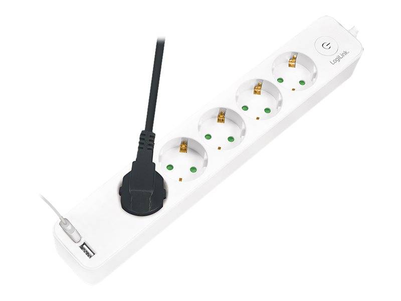 LogiLink - Steckdosenleiste - Wechselstrom 250 V - 3680 Watt - Eingabe, Eingang Stromversorgung - Ausgangsanschlüsse: 5