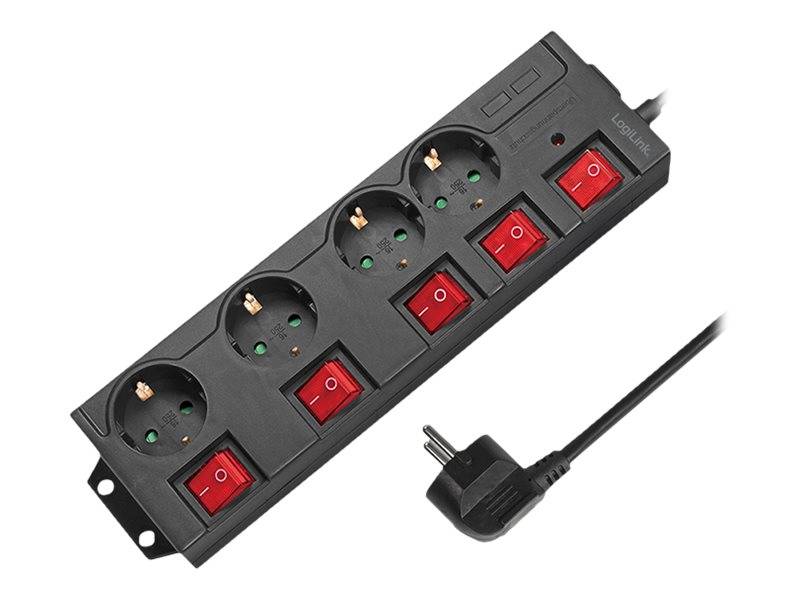 LogiLink - Steckdosenleiste - Wechselstrom 250 V - 3680 Watt - Ausgangsanschlüsse: 4 (4 x CEE 7/3)