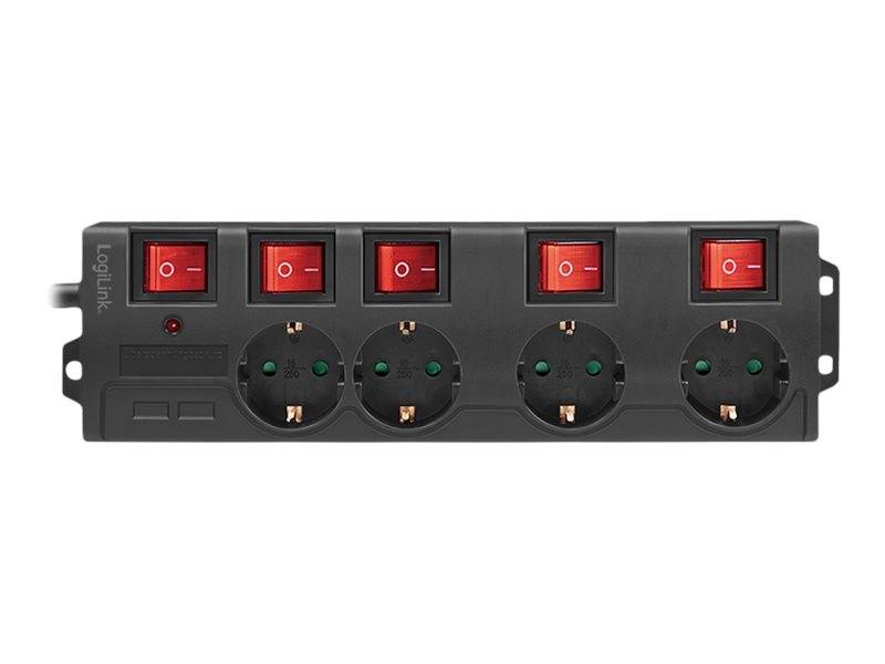 LogiLink - Steckdosenleiste - Wechselstrom 250 V - 3680 Watt - Ausgangsanschlüsse: 4 (4 x CEE 7/3)