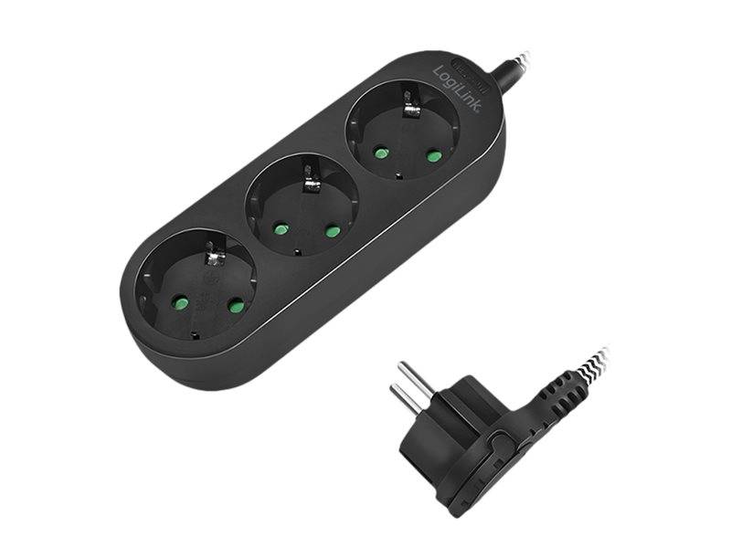 LogiLink - Steckdosenleiste - Wechselstrom 250 V - 3680 Watt - Eingabe, Eingang CEE 7/4 - Ausgangsanschlüsse: 3 (3 x Ste