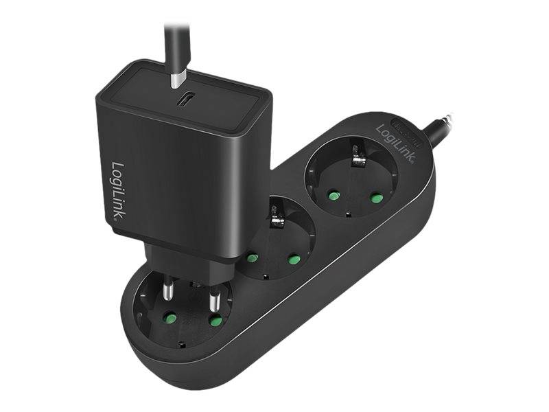 LogiLink - Steckdosenleiste - Wechselstrom 250 V - 3680 Watt - Eingabe, Eingang CEE 7/4 - Ausgangsanschlüsse: 3 (3 x Ste
