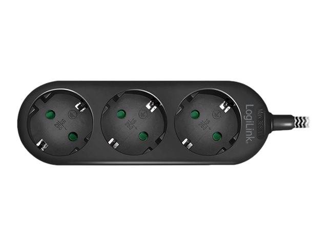 LogiLink Steckdosenleiste - Wechselstrom 250 V - 3680 Watt - Eingabe, Eingang CEE 7/4 - Ausgangsanschlüsse: 3 (3 x Stecker CEE 7/3)