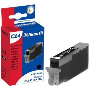 Pelikan C64 - 12 ml - Schwarz - kompatibel - Tintenpatrone (Alternative zu: Canon CLI-571BKXL)