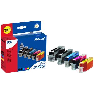 Pelikan P37 - 5er-Pack - Schwarz, Gelb, Cyan, Magenta - kompatibel - Tintenpatrone (Alternative zu: Canon CLI-571BKXL, Canon CLI-571YXL, Canon
