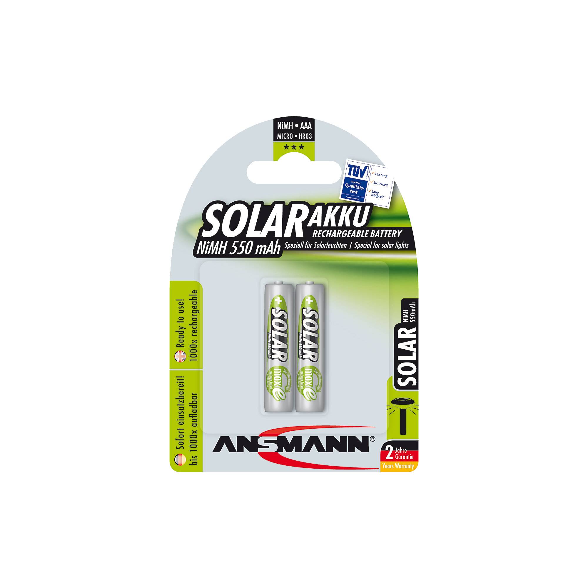 ANSMANN Solar - Batterie 2 x AAA - NiMH - (wiederaufladbar)
