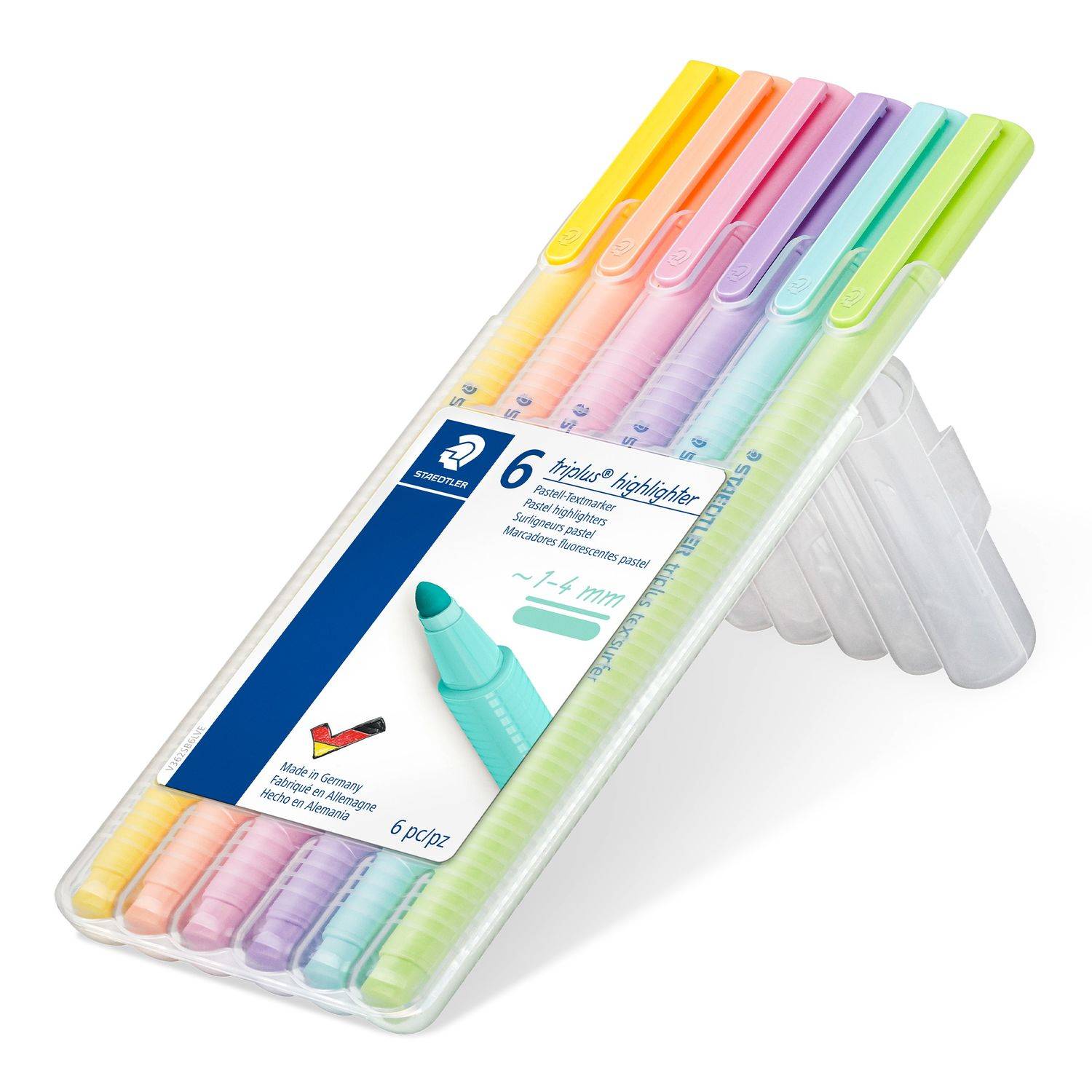 Staedtler 362 C, 6 Stück(e), Limette, Minze, Pfirsich, Pink, Violett, Gelb, Rundspitze, 1 mm, 4 mm, Tinte auf Wasserbasis