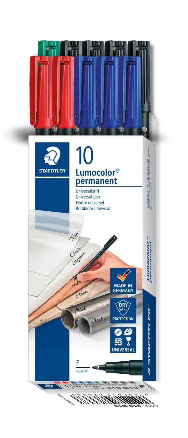 Folienschreiber Lumocolor F permanent farbig sortiert VE=10 Stück