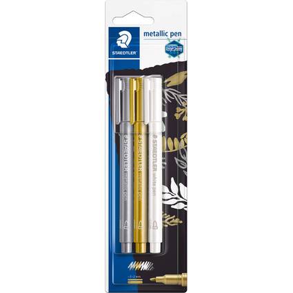 STAEDTLER Permanent-Marker Metallic, Rundspitze, 3er Blister