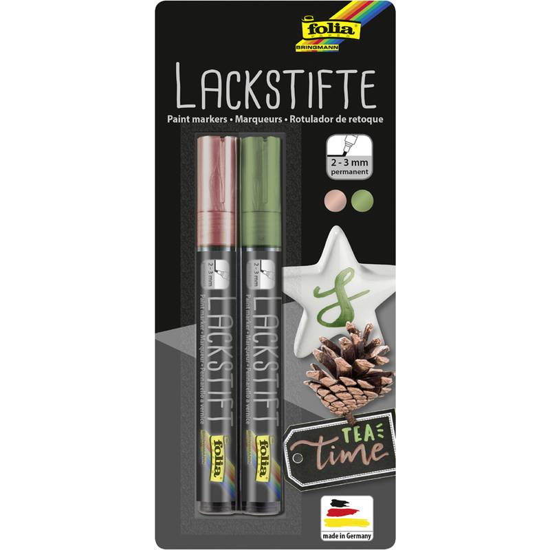 folia Lackmarker, Strichstärke: 2-3 mm, rosé & grün