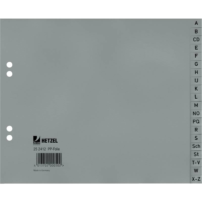 HETZEL Kunststoff-Register, A-Z, A4 halbe Höhe, 20-teilig