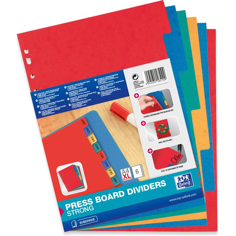 Oxford Karton-Register, blanko, DIN A4+, 6-teilig
