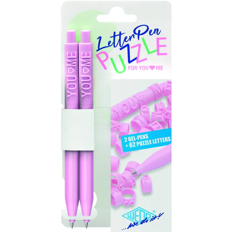 WEDO Druckkugelschreiber LetterPen PUZZLE, 2er Set, rosa
