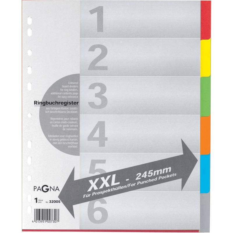 PAGNA Karton-Register, DIN A4, 6-teilig, überbreit