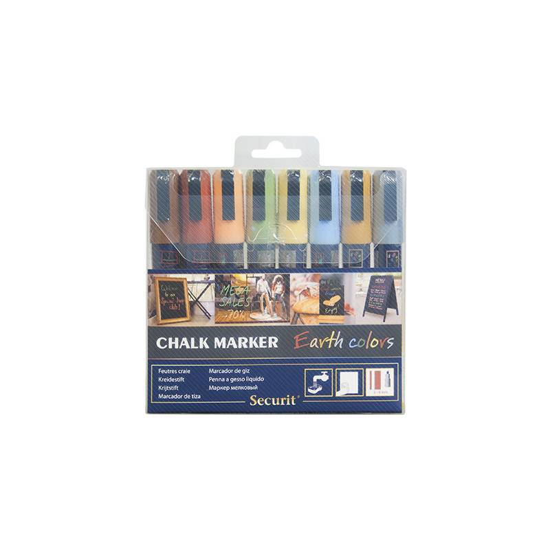 Securit Kreidemarker ORIGINAL MEDIUM, 8er Etui, Erdfarben