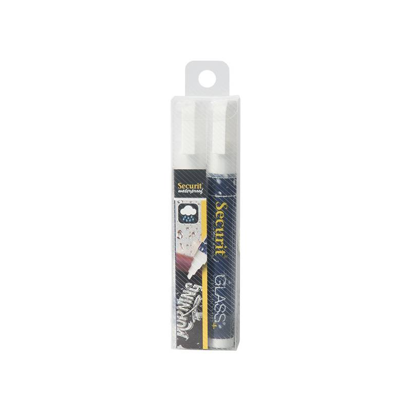 Securit Kreidemarker WATERPROOF MEDIUM, 2er Blister, weiß