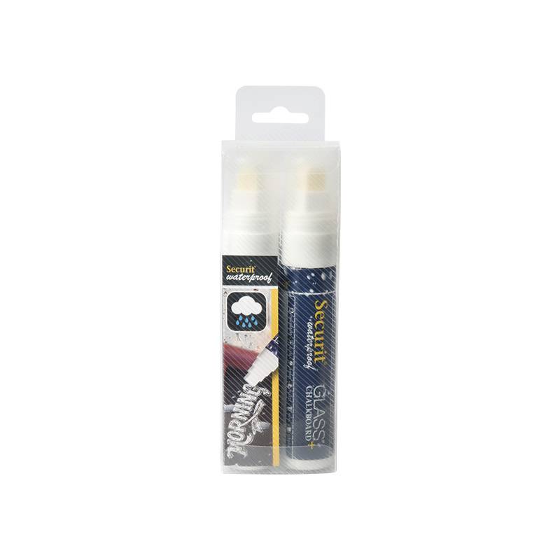 Securit Kreidemarker WATERPROOF LARGE, 2er Etui, weiß