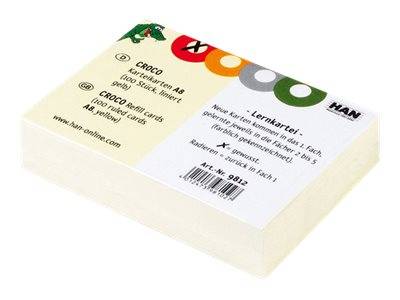 HAN CROCO - Karteikarte - A7 - Querformat - Gelb - Liniert (Packung mit 100)