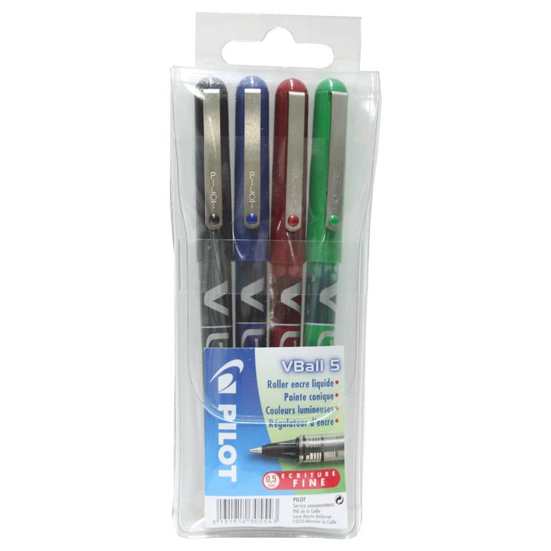 PILOT Tintenroller VBALL VB 5, 4er Etui