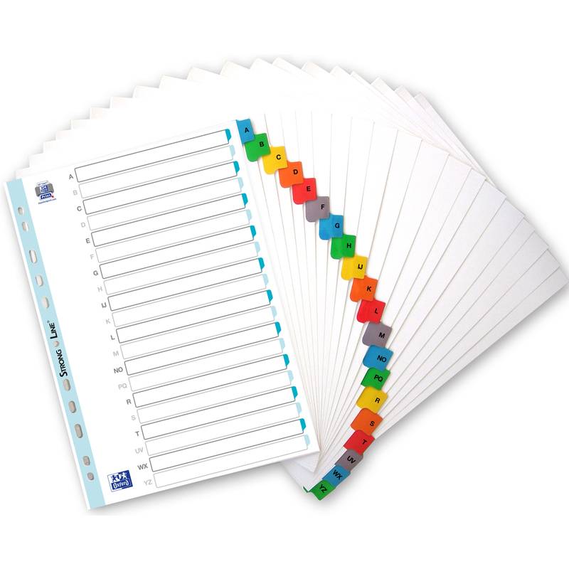 ELBA Mylarkarton-Register, A-Z, ohne ''ST''-''SCH'', 20-teilig DIN A4, Maße: (B)210 x (H)297 mm, farbige Taben (595581-20)