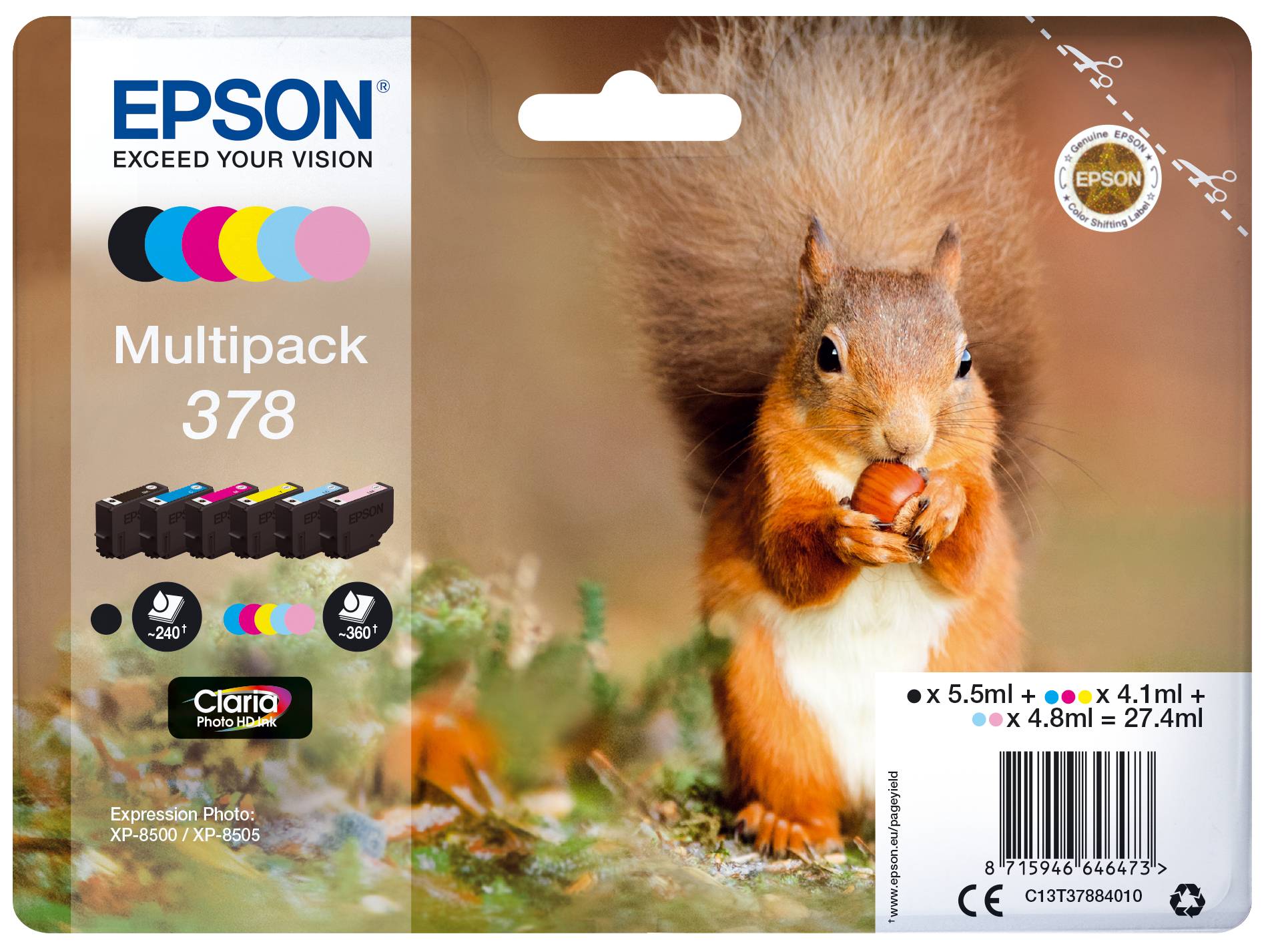 Epson Multipack 378 - 6er-Pack - Schwarz, Gelb, Cyan, Magenta, hellmagentafarben, hell Cyan