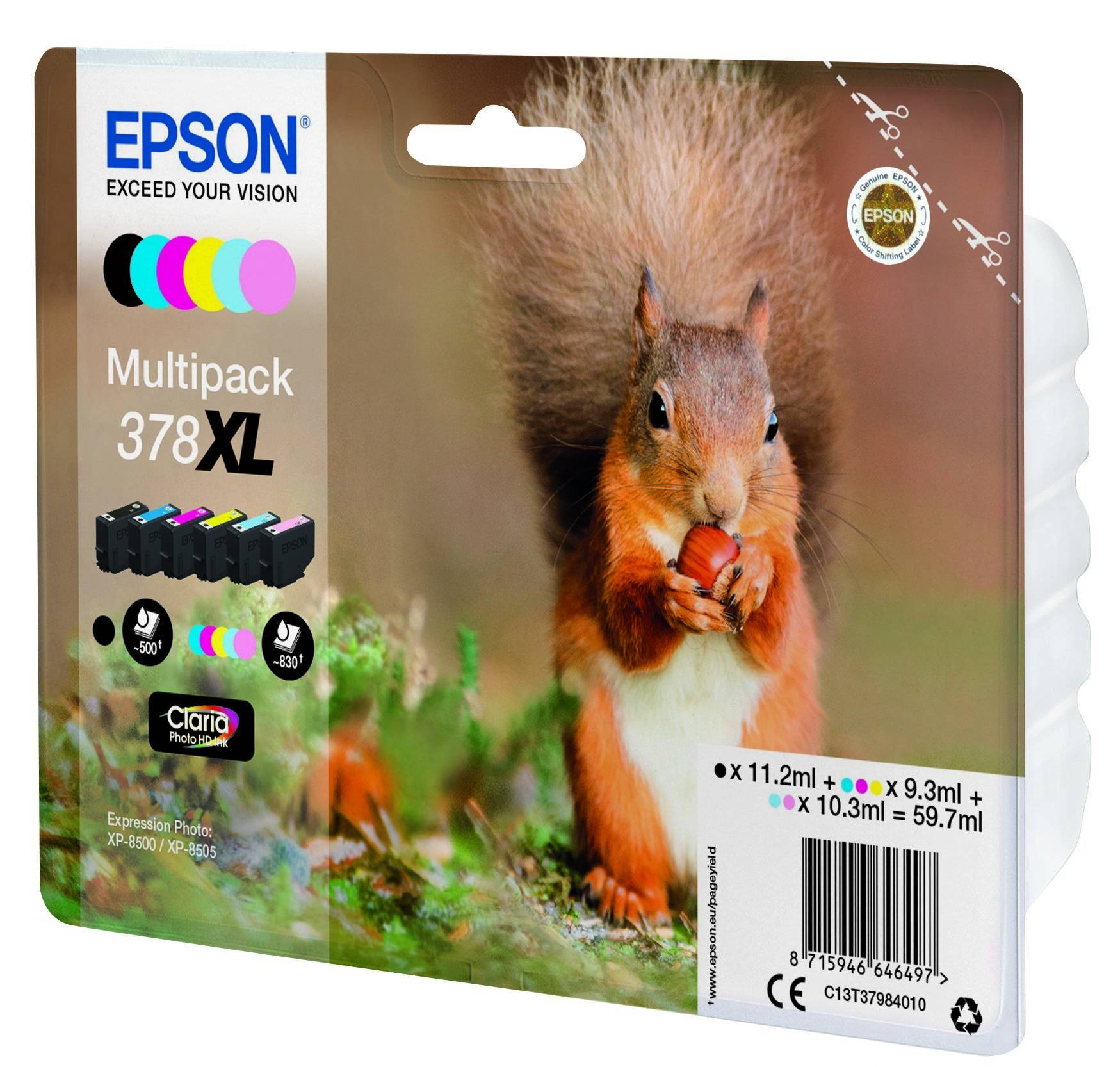 Epson 378XL Multipack - 6er-Pack - XL - Schwarz, Gelb, Cyan, Magenta, hellmagentafarben, hell Cyan