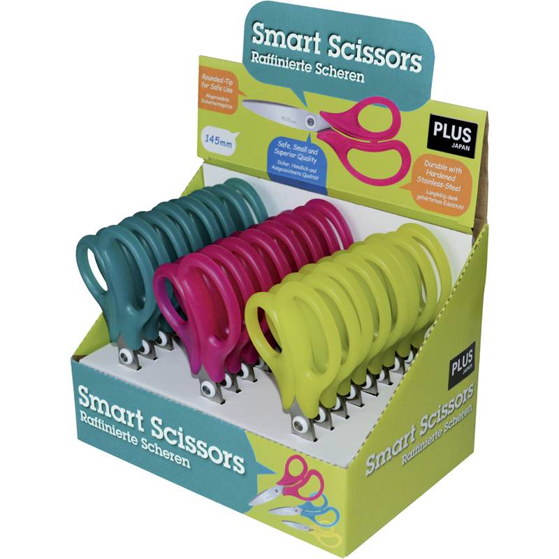 PLUS JAPAN Bastelschere, rund, Länge: 145 mm, 24er Display