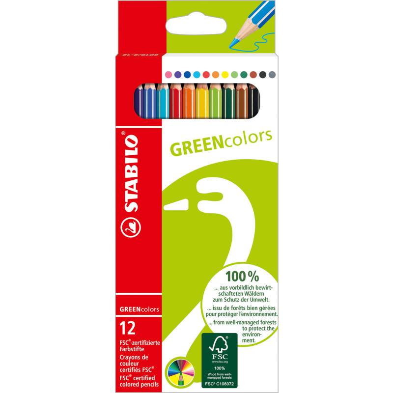 STABILO Buntstifte GREENcolors, 12er Kartonetui