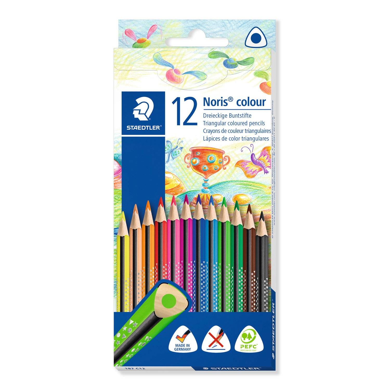 Staedtler 187, Schwarz, Blau, Braun, Grün, Hellblau, Hellgrün, Malve, Orange, Pfirsich, Rot, Gelb, 12 Stück(e)