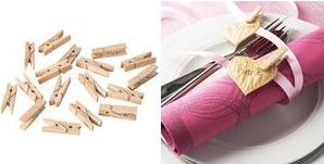 PAPSTAR Mini-Klammern, aus Holz, Länge: 35 mm, natur Breite: ca