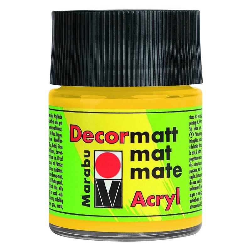 Marabu Acrylfarbe "Decormatt", mittelgelb, 50 ml, im Glas