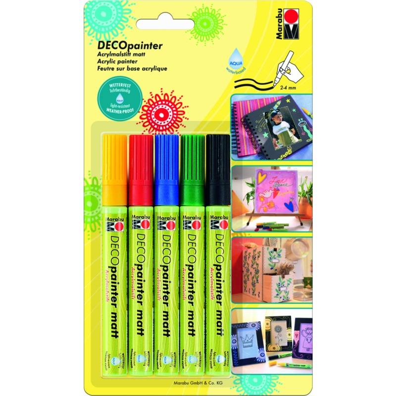 Marabu Acrylmarker "Deco Painter matt", 5er Blister