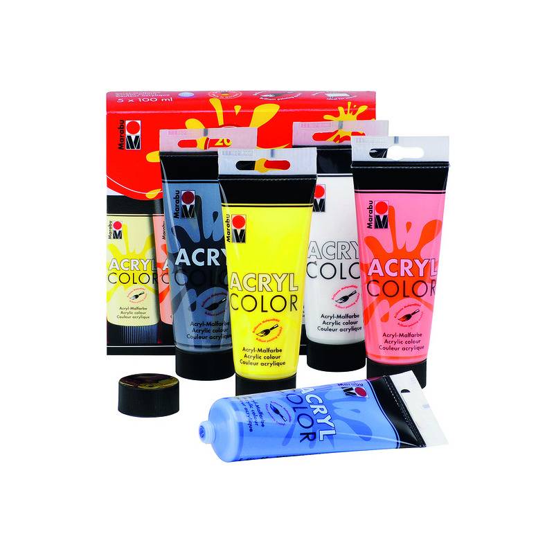 Marabu Acrylfarbe "AcrylColor", Starter Set 5 x 100 ml