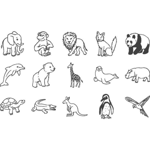 Stempelset Holz Zootiere Tiermotive 1,5x1,5cm VE=15 Stück