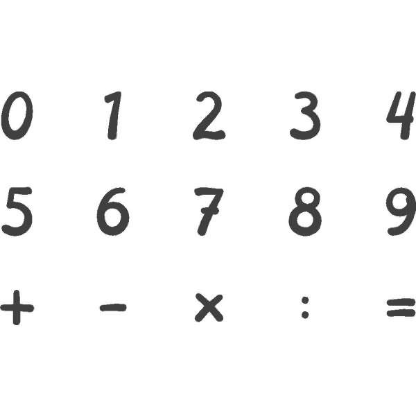 Stempelset Holz Zahlen Zahlen 0-9 Sonderzeichen 1,5x1,5cm VE=30 Stück