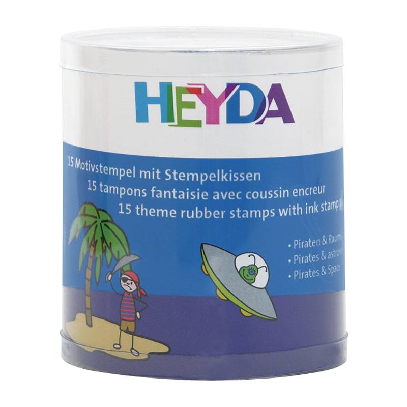 HEYDA Motivstempel-Set "Piraten & Raumfahrer", Runddose
