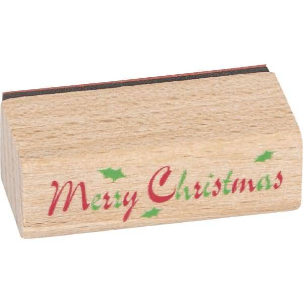Stempelset Holz 3 Weihnachtsmotive 1,5x15cm Stempelstift rot/grün