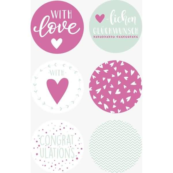 Sticker Love rund 1 Blatt