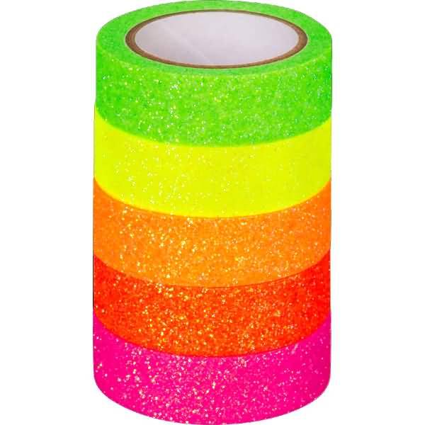 DekoTape Papier Neon-Regenbogen 12mmx2m VE=5 Stück sortiert neonfarben