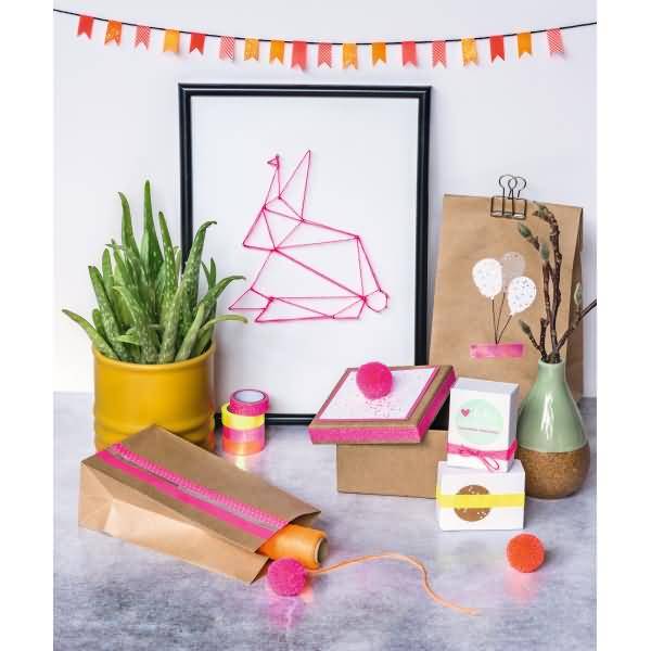 DekoTape Papier Neon-Regenbogen 12mmx2m VE=5 Stück sortiert neonfarben