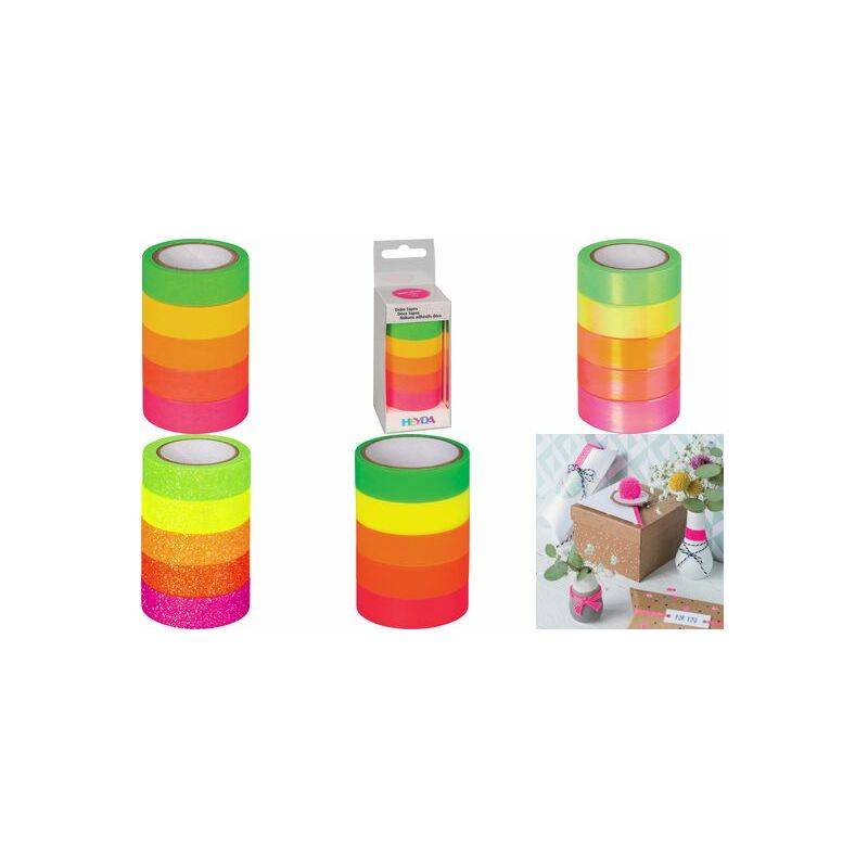 HEYDA Deko-Klebeband "Neon Regenbogen", transparent